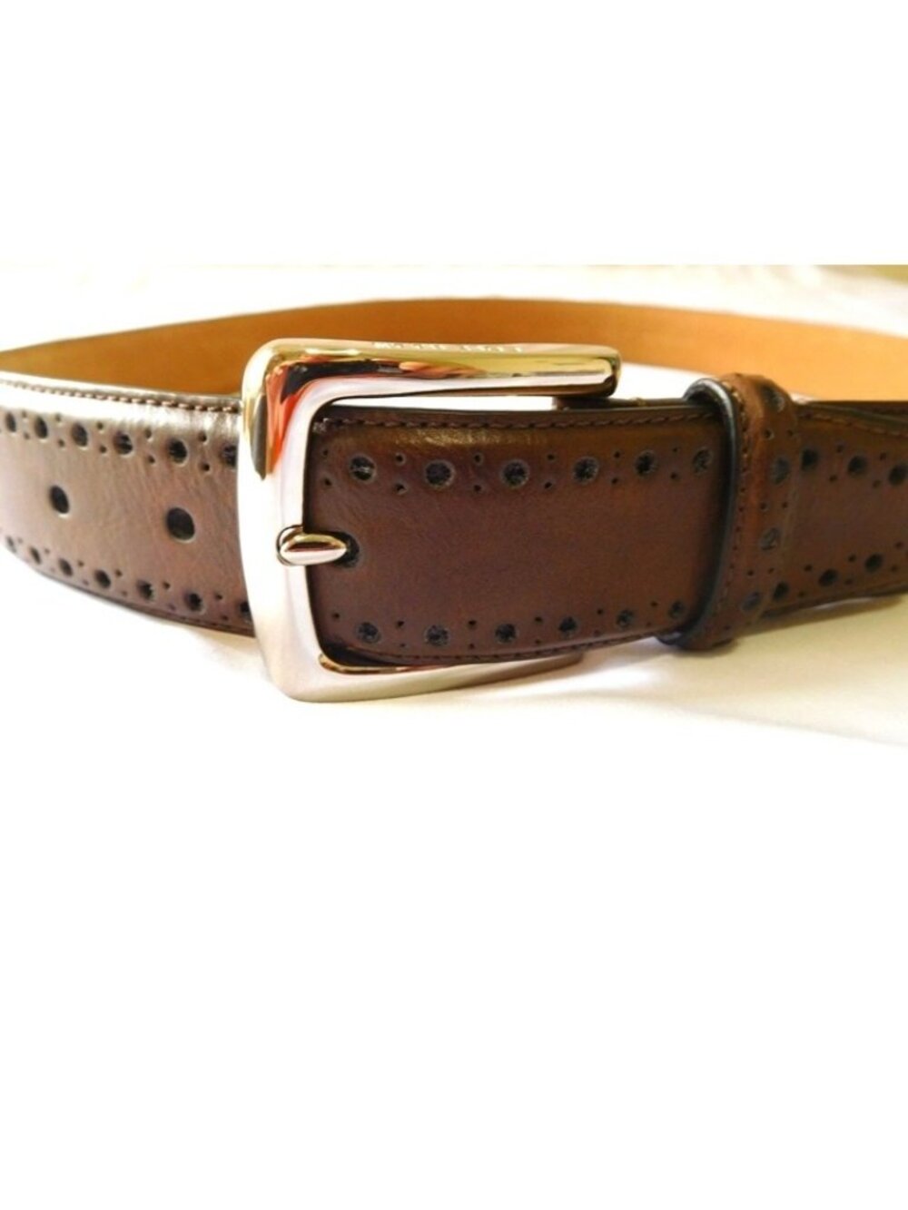Cole Haan Mens CHOCOLATE Brown Belt Size 42 Perforated New Man Made Material